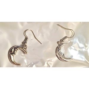 Crescent Moon Drop Charm Earrings NIP
